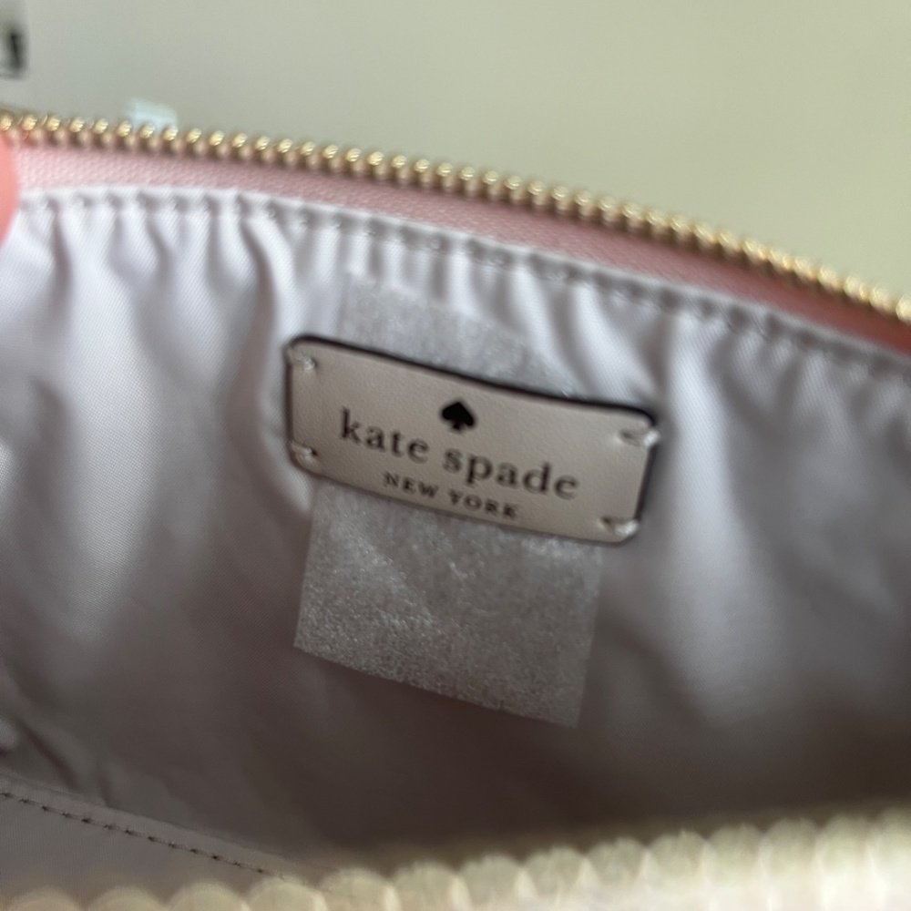 kate spade Rose Gold Tinsel Glitter Small Cosmetics Bag NWT - Picture 4 of 8